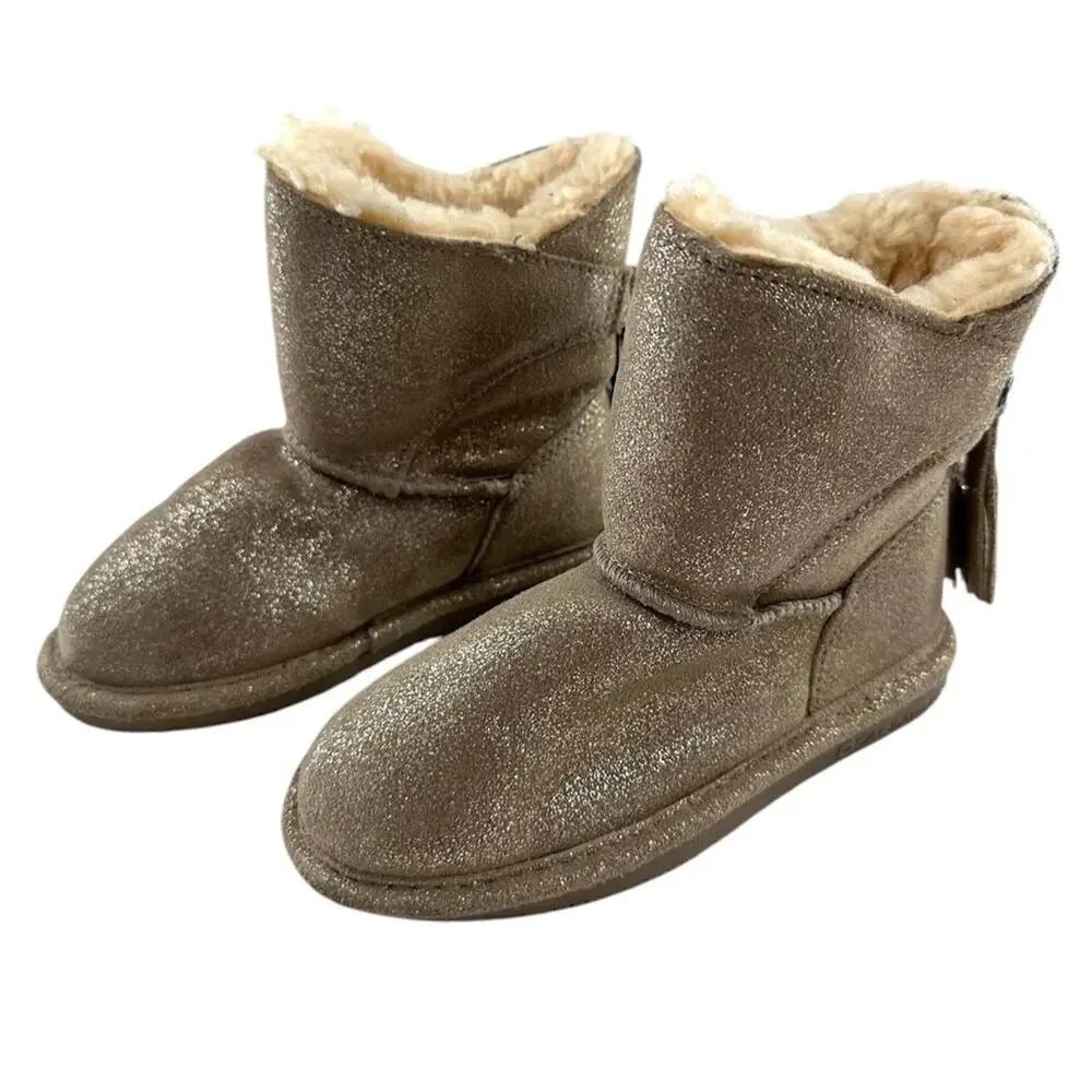 Bearpaw Gold Glitter Fur Lined Winter Boots Girl's Size 10